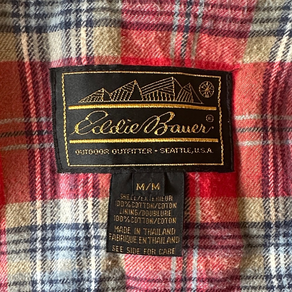 Eddie Bauer Tan Cotton Barn Jacket with Red Plaid Lining - Picture 5 of 15